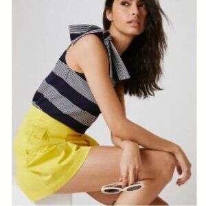 NWOT Anthropologie Bishop + Young Navy & White One Shoulder Tie Tank Size Small